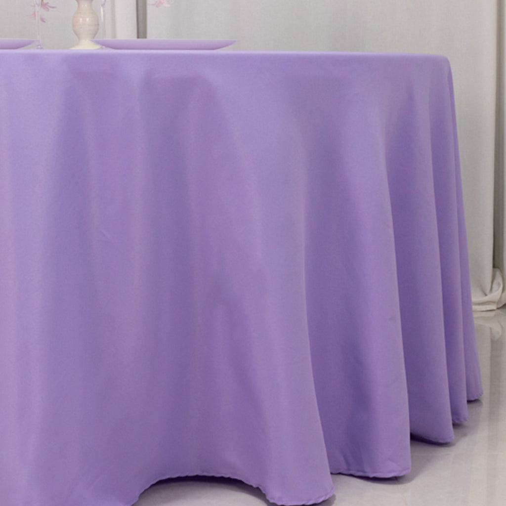 Premium Polyester 120" Round Tablecloth Lavender Lilac - Seamless 220GSM Wrinkle - Resistant Table Cover - Bell Racket Store