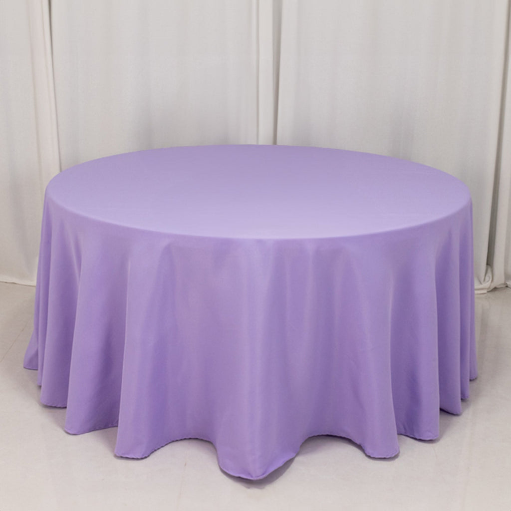 Premium Polyester 120" Round Tablecloth Lavender Lilac - Seamless 220GSM Wrinkle - Resistant Table Cover - Bell Racket Store