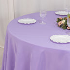 Premium Polyester 120" Round Tablecloth Lavender Lilac - Seamless 220GSM Wrinkle - Resistant Table Cover - Bell Racket Store