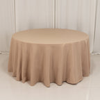 Premium Polyester 120" Round Tablecloth Nude - Seamless 220GSM Wrinkle - Resistant Table Cover - Bell Racket Store
