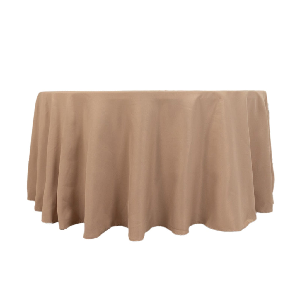 Premium Polyester 120" Round Tablecloth Nude - Seamless 220GSM Wrinkle - Resistant Table Cover - Bell Racket Store