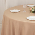 Premium Polyester 120" Round Tablecloth Nude - Seamless 220GSM Wrinkle - Resistant Table Cover - Bell Racket Store