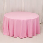 Premium Polyester 120" Round Tablecloth Pink - Seamless 220GSM Wrinkle - Resistant Table Cover - Bell Racket Store