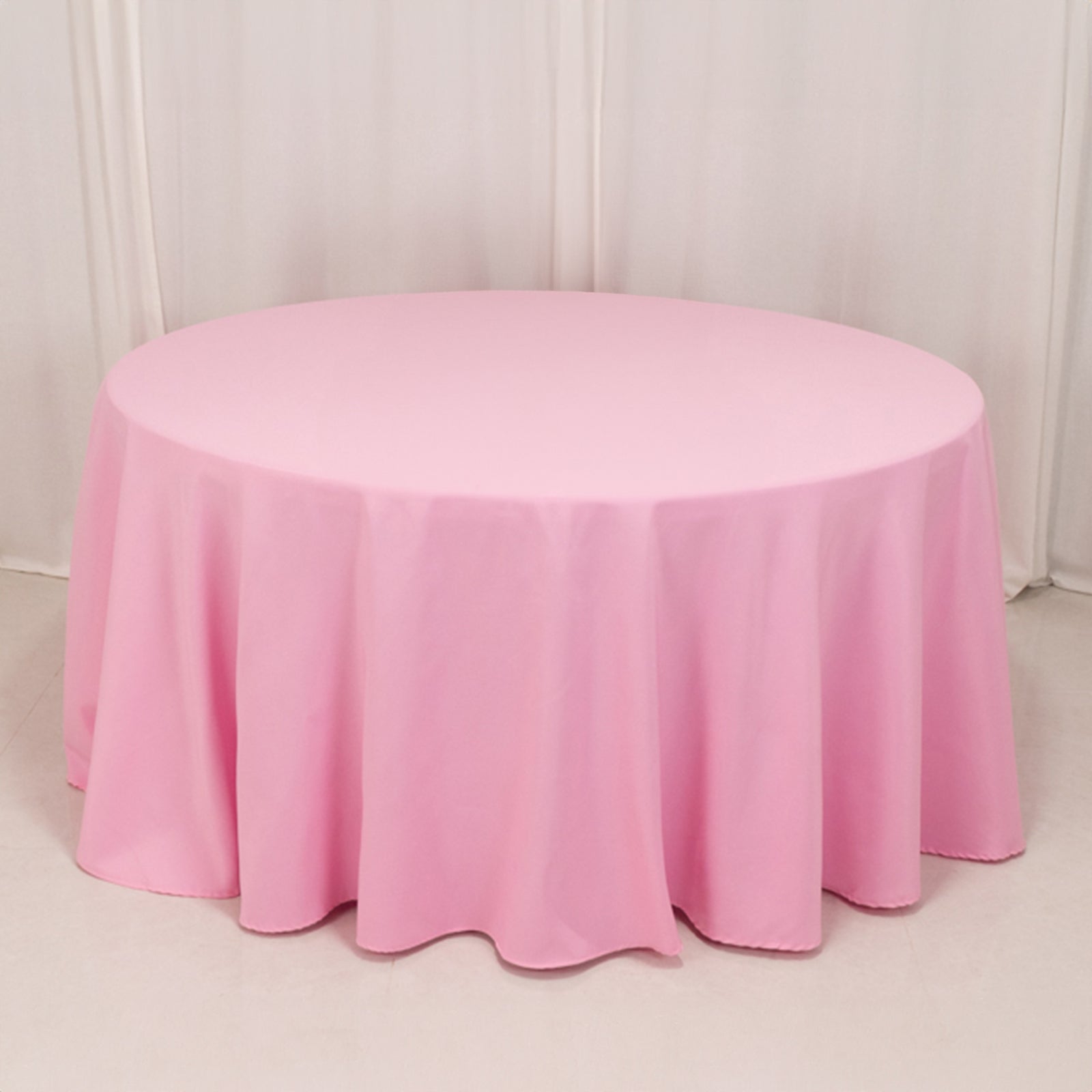 Premium Polyester 120" Round Tablecloth Pink - Seamless 220GSM Wrinkle - Resistant Table Cover - Bell Racket Store
