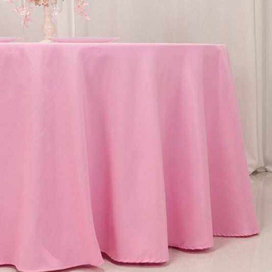 Premium Polyester 120" Round Tablecloth Pink - Seamless 220GSM Wrinkle - Resistant Table Cover - Bell Racket Store