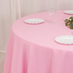 Premium Polyester 120" Round Tablecloth Pink - Seamless 220GSM Wrinkle - Resistant Table Cover - Bell Racket Store