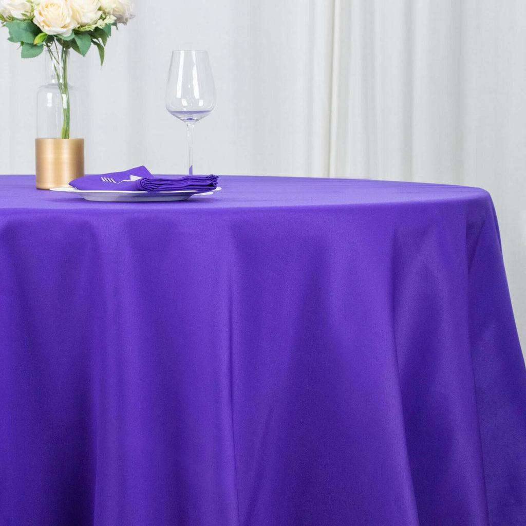 Premium Polyester 120" Round Tablecloth Purple - Seamless 220GSM Wrinkle - Resistant Table Cover - Bell Racket Store