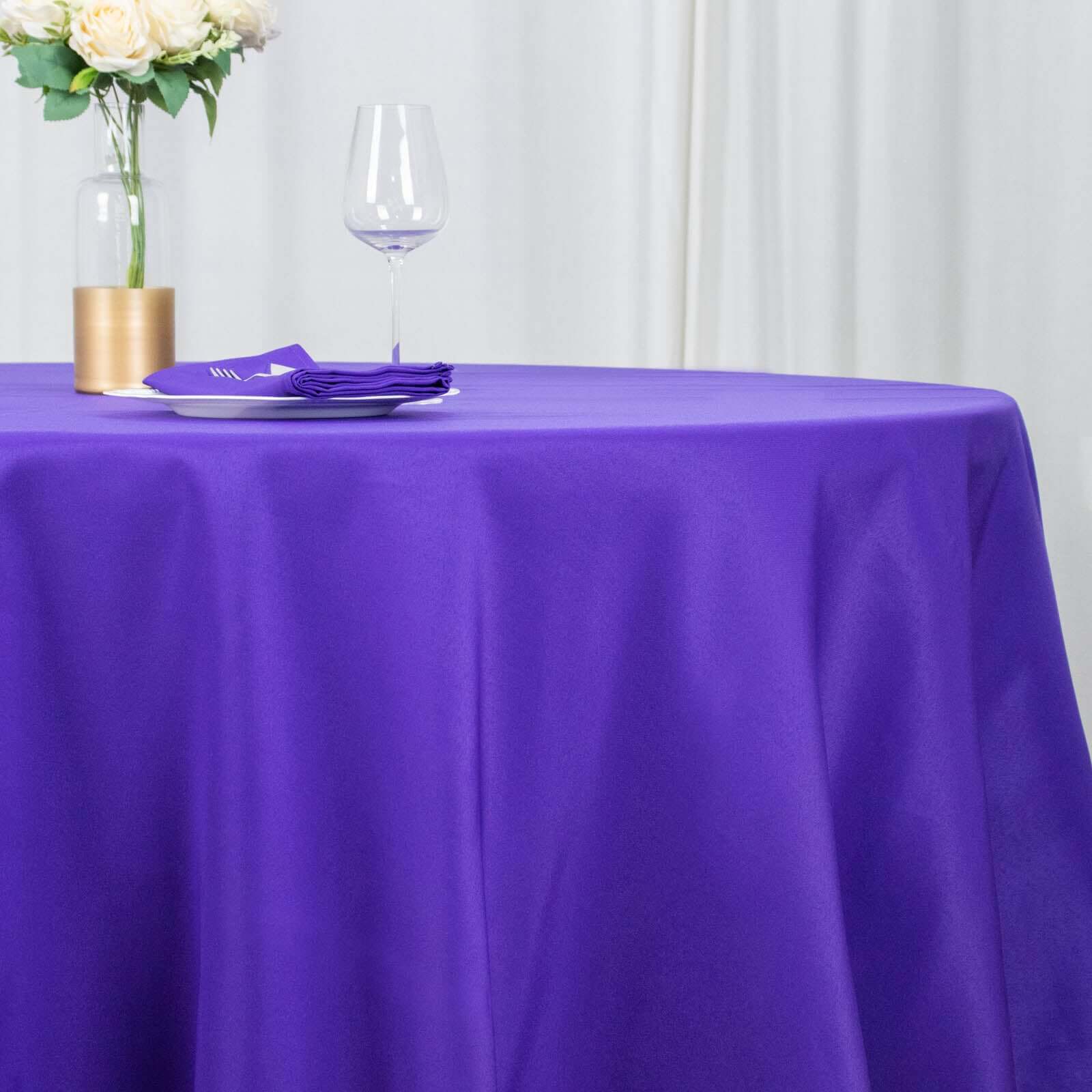 Premium Polyester 120" Round Tablecloth Purple - Seamless 220GSM Wrinkle - Resistant Table Cover - Bell Racket Store