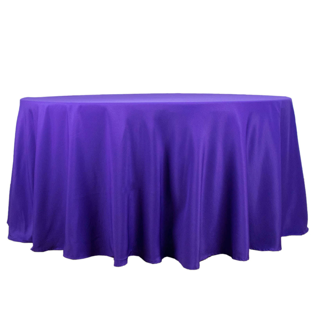 Premium Polyester 120" Round Tablecloth Purple - Seamless 220GSM Wrinkle - Resistant Table Cover - Bell Racket Store