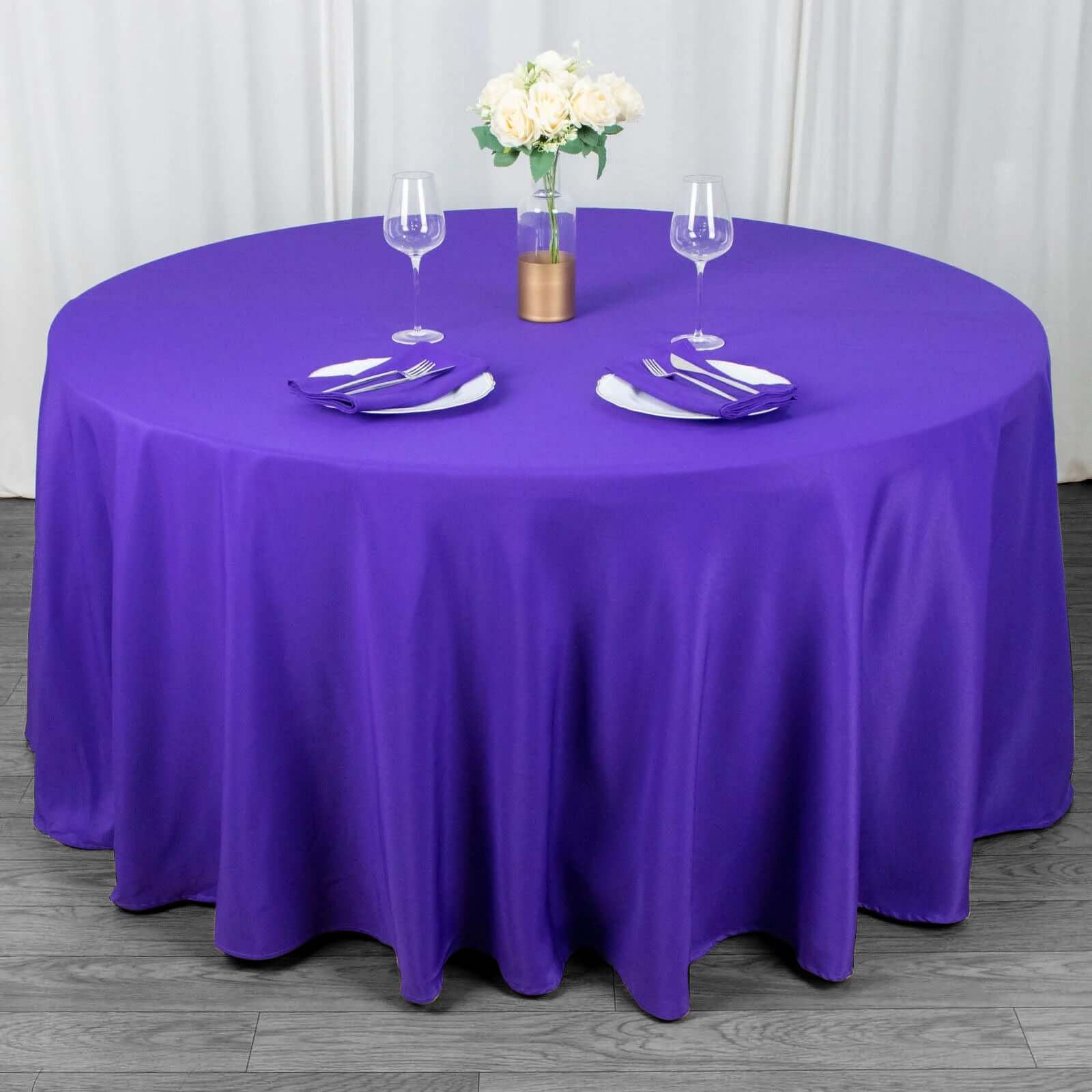 Premium Polyester 120" Round Tablecloth Purple - Seamless 220GSM Wrinkle - Resistant Table Cover - Bell Racket Store