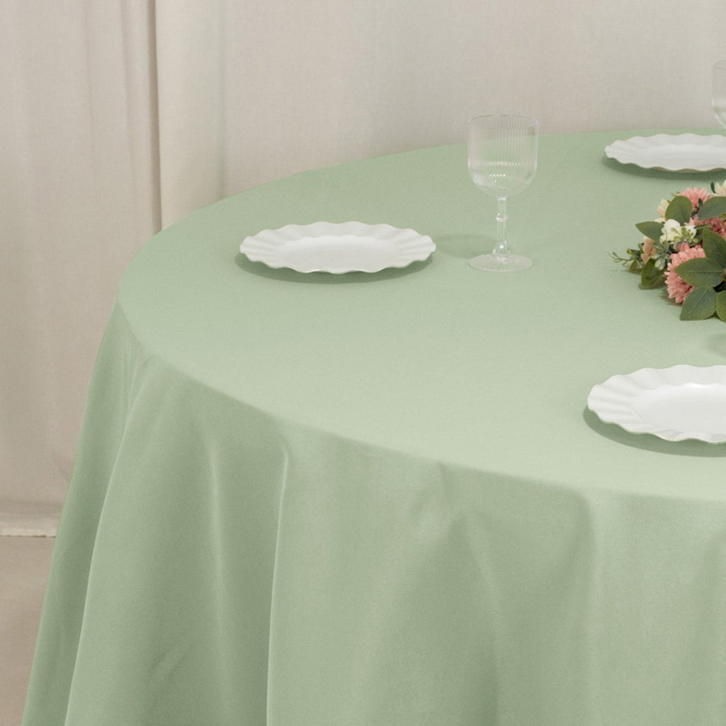 Premium Polyester 120" Round Tablecloth Sage Green - Seamless 220GSM Wrinkle - Resistant Table Cover - Bell Racket Store
