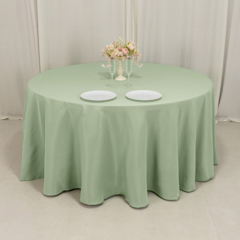 Premium Polyester 120" Round Tablecloth Sage Green - Seamless 220GSM Wrinkle - Resistant Table Cover - Bell Racket Store