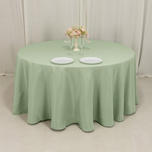 Premium Polyester 120" Round Tablecloth Sage Green - Seamless 220GSM Wrinkle - Resistant Table Cover - Bell Racket Store