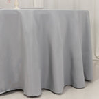 Premium Polyester 120" Round Tablecloth Silver - Seamless 220GSM Wrinkle - Resistant Table Cover - Bell Racket Store