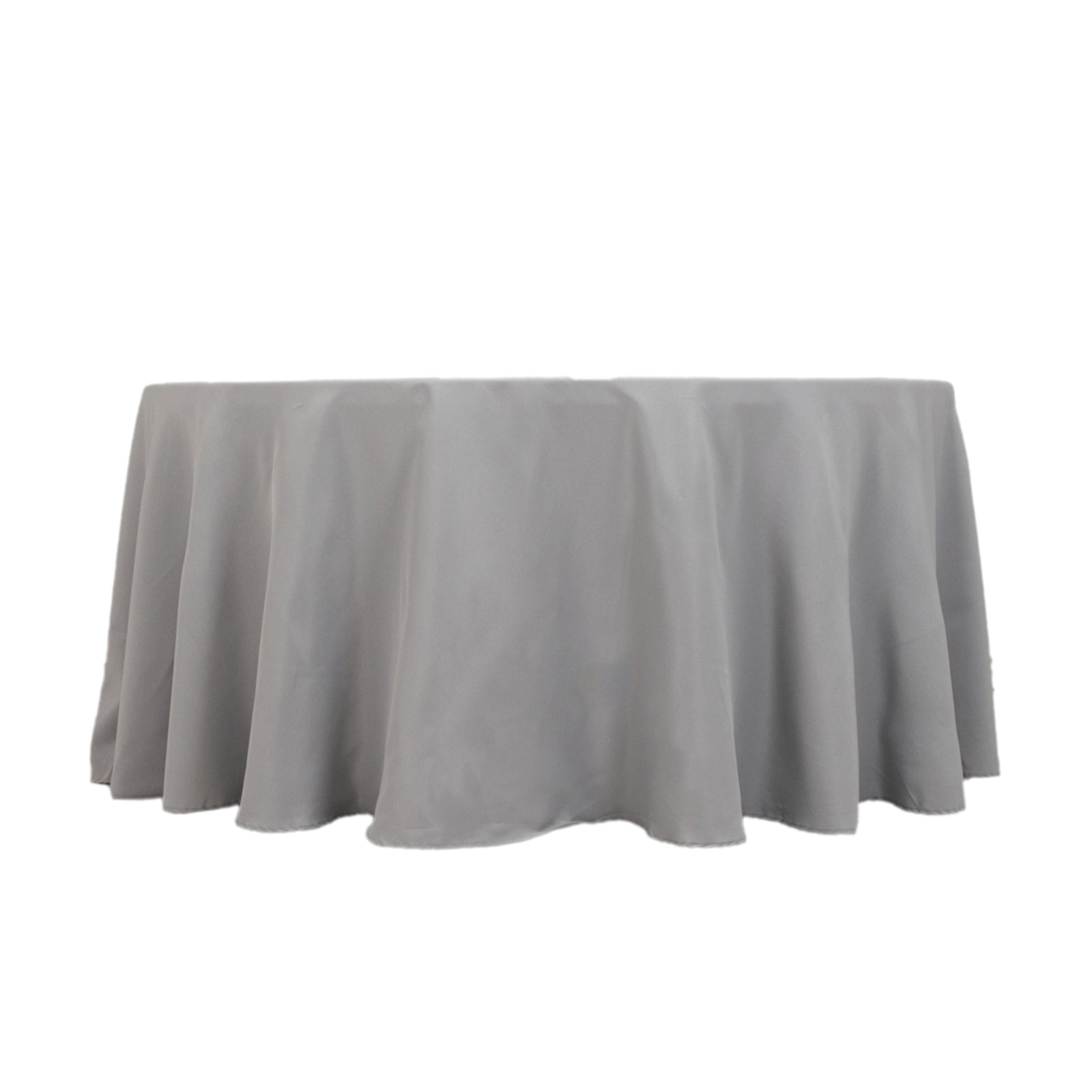 Premium Polyester 120" Round Tablecloth Silver - Seamless 220GSM Wrinkle - Resistant Table Cover - Bell Racket Store