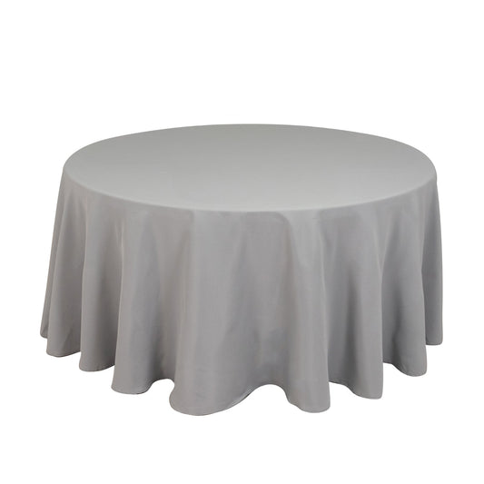 Premium Polyester 120" Round Tablecloth Silver - Seamless 220GSM Wrinkle - Resistant Table Cover - Bell Racket Store
