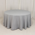 Premium Polyester 120" Round Tablecloth Silver - Seamless 220GSM Wrinkle - Resistant Table Cover - Bell Racket Store