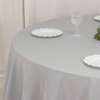 Premium Polyester 120" Round Tablecloth Silver - Seamless 220GSM Wrinkle - Resistant Table Cover - Bell Racket Store