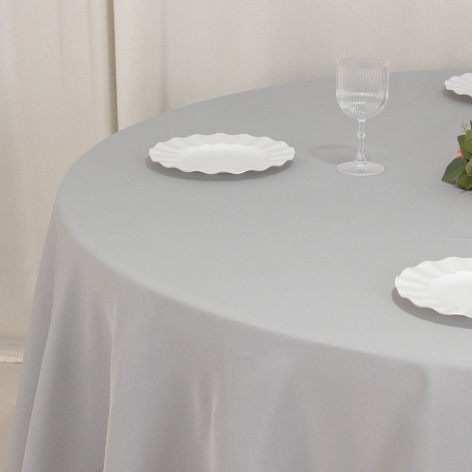 Premium Polyester 120" Round Tablecloth Silver - Seamless 220GSM Wrinkle - Resistant Table Cover - Bell Racket Store
