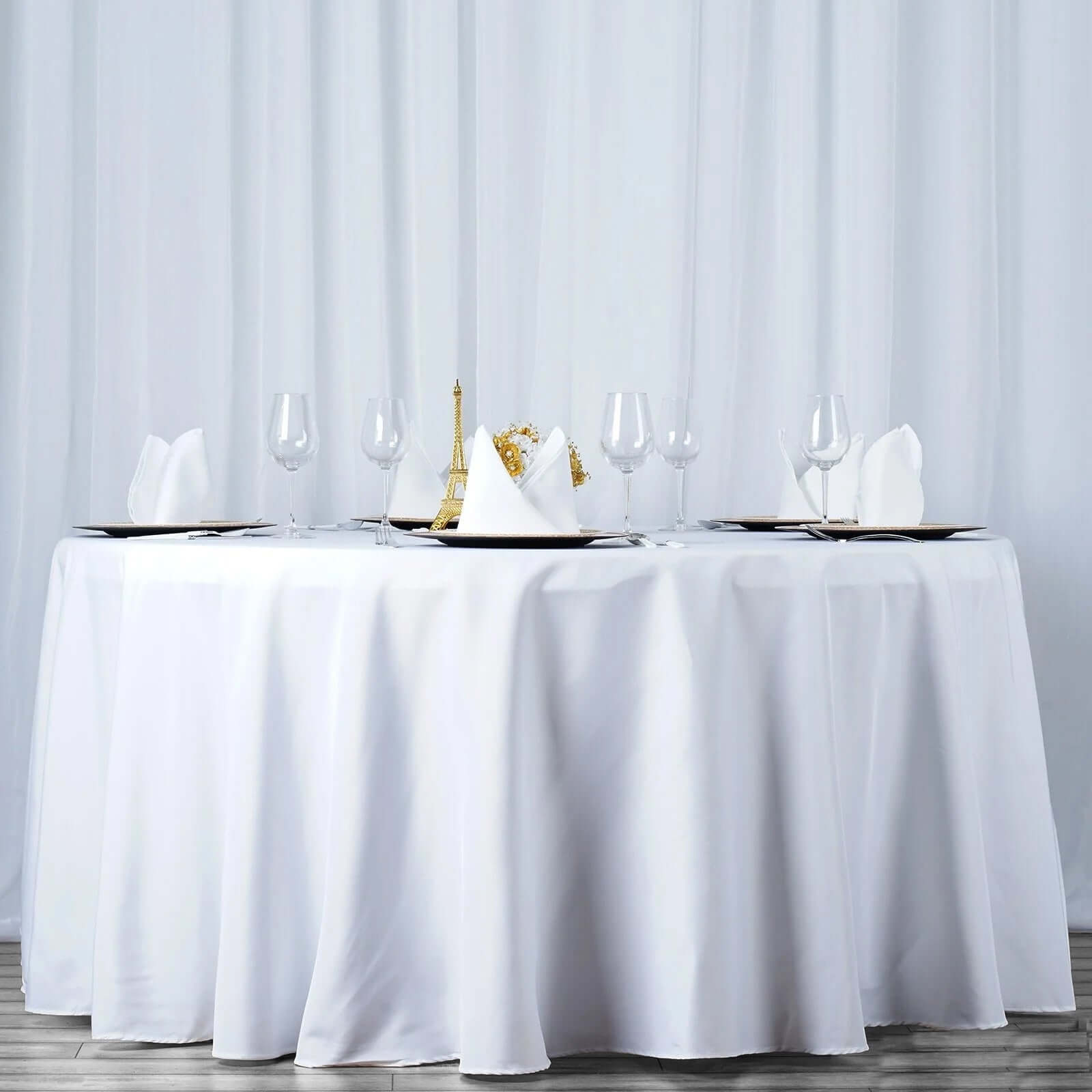 Premium Polyester 120" Round Tablecloth White - Seamless 220GSM Wrinkle - Resistant Design for Classy Events - NestOCart