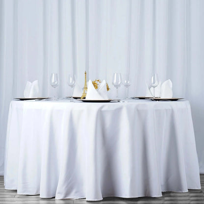 Premium Polyester 120" Round Tablecloth White - Seamless 220GSM Wrinkle - Resistant Design for Classy Events - NestOCart
