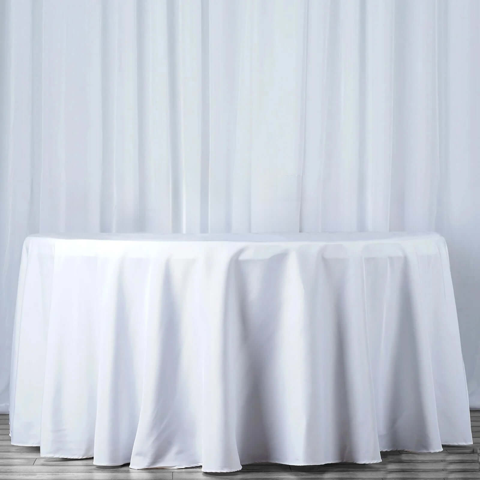 Premium Polyester 120" Round Tablecloth White - Seamless 220GSM Wrinkle - Resistant Design for Classy Events - NestOCart
