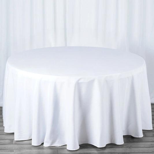 Premium Polyester 120" Round Tablecloth White - Seamless 220GSM Wrinkle - Resistant Design for Classy Events - NestOCart