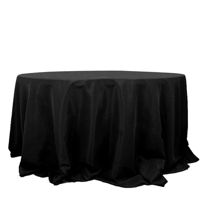 Premium Polyester 132" Round Tablecloth Black - Seamless 220GSM Wrinkle - Resistant Design for Upscale Occasions - NestOCart