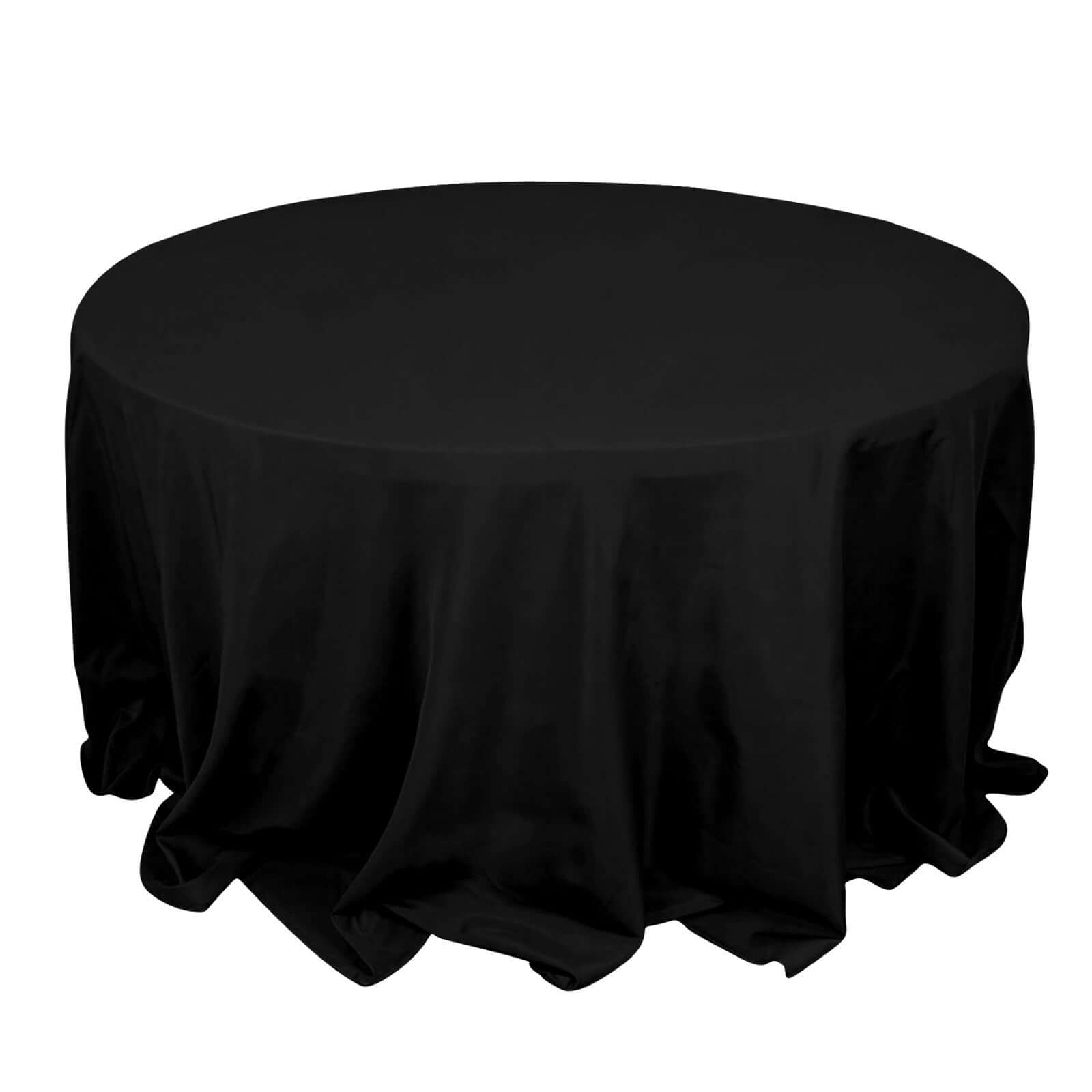 Premium Polyester 132" Round Tablecloth Black - Seamless 220GSM Wrinkle - Resistant Design for Upscale Occasions - NestOCart