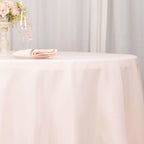 Premium Polyester 132" Round Tablecloth Blush - Seamless 220GSM Wrinkle - Resistant Table Cover - Bell Racket Store