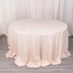 Premium Polyester 132" Round Tablecloth Blush - Seamless 220GSM Wrinkle - Resistant Table Cover - Bell Racket Store