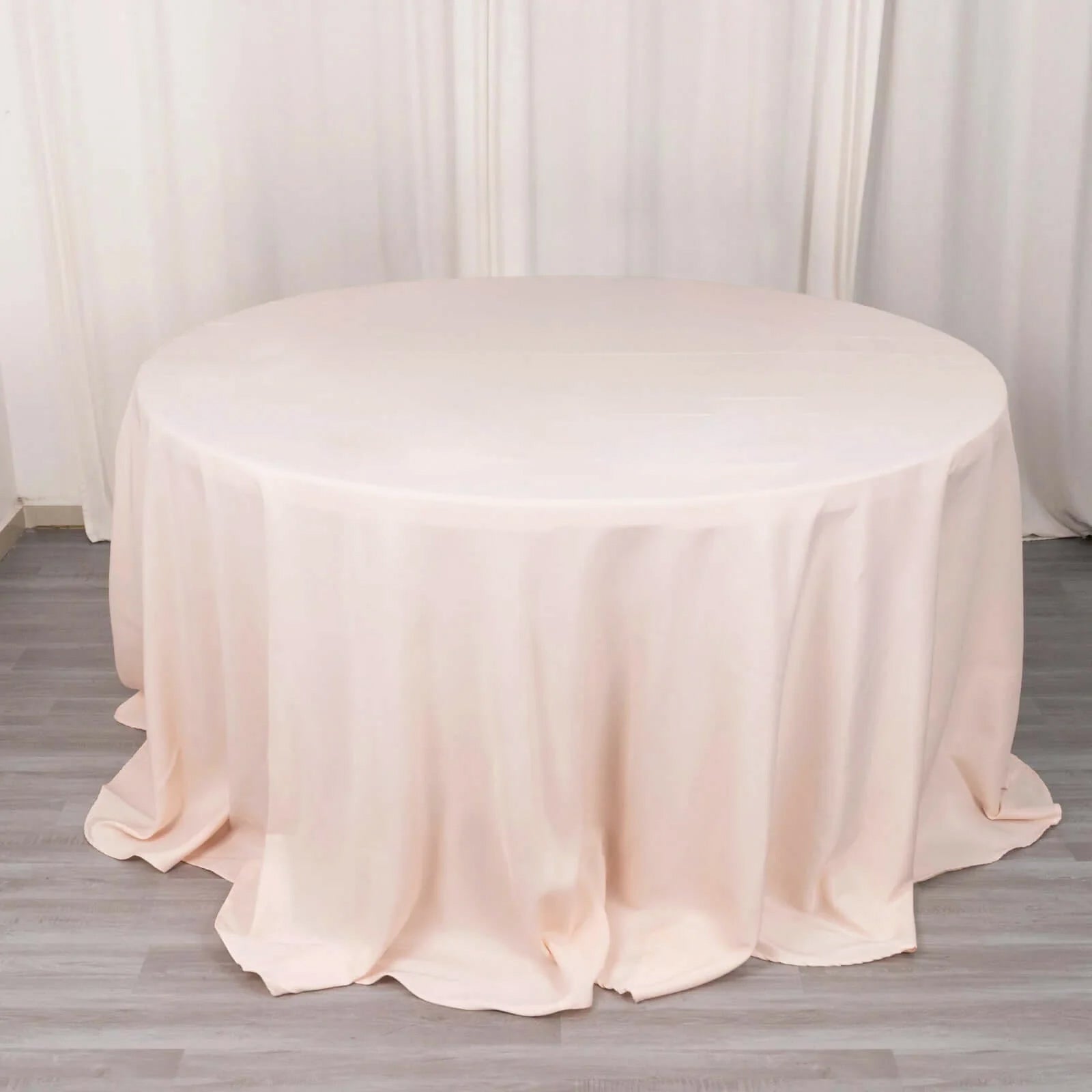 Premium Polyester 132" Round Tablecloth Blush - Seamless 220GSM Wrinkle - Resistant Table Cover - Bell Racket Store