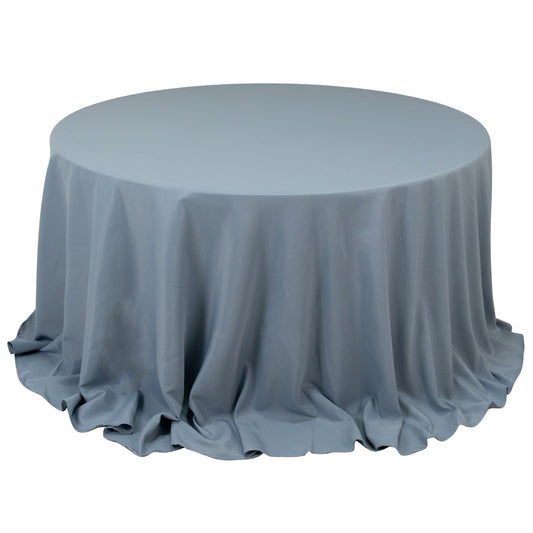 Premium Polyester 132" Round Tablecloth Dusty Blue - Seamless 220GSM Wrinkle - Resistant Table Cover - Bell Racket Store