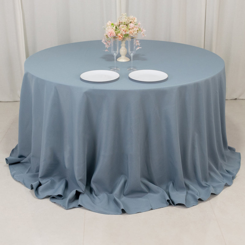 Premium Polyester 132" Round Tablecloth Dusty Blue - Seamless 220GSM Wrinkle - Resistant Table Cover - Bell Racket Store