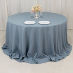 Premium Polyester 132" Round Tablecloth Dusty Blue - Seamless 220GSM Wrinkle - Resistant Table Cover - Bell Racket Store