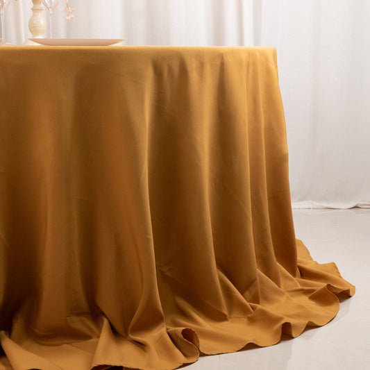 Premium Polyester 132" Round Tablecloth Gold - Seamless 220GSM Wrinkle - Resistant Design for Upscale Occasions - Bell Racket Store