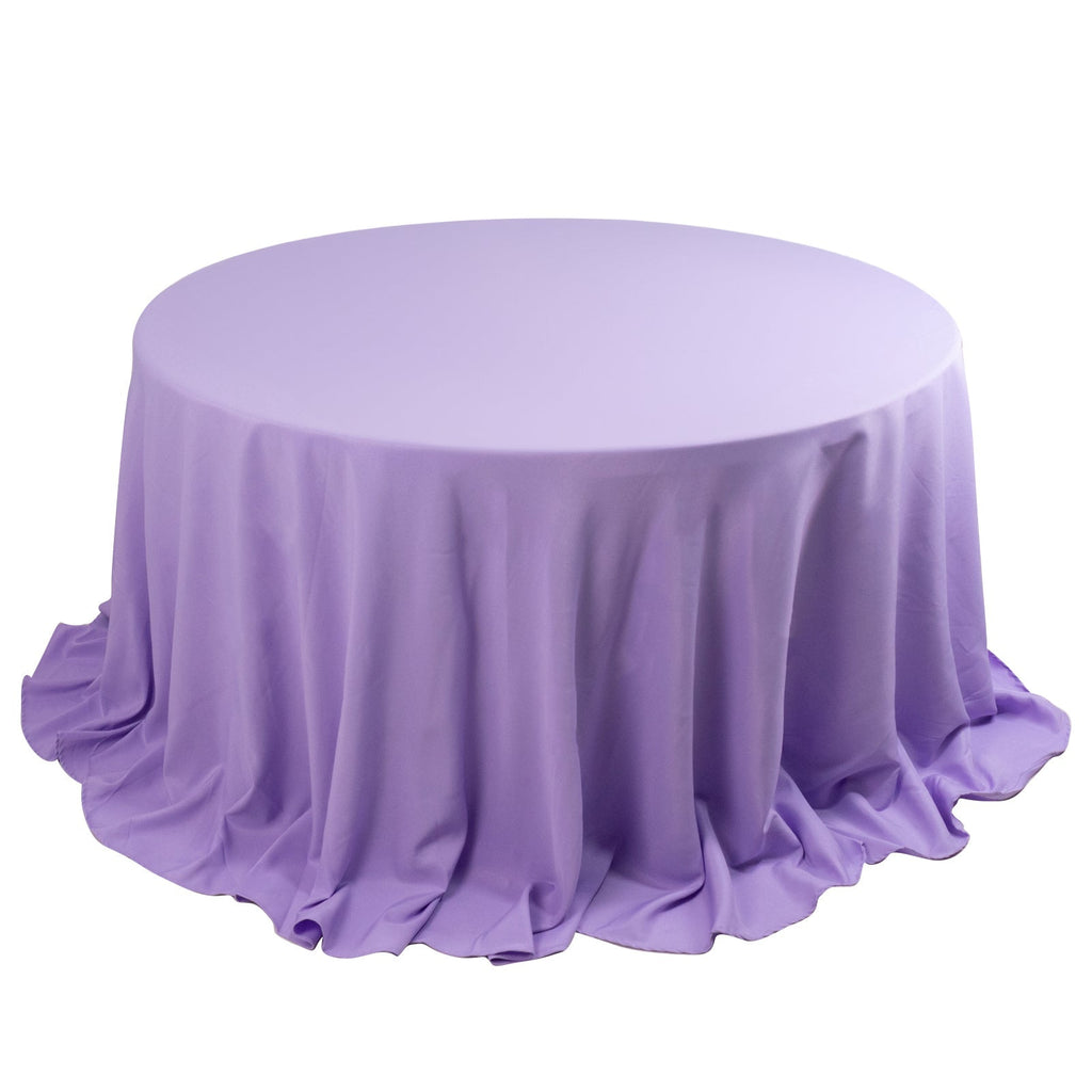 Premium Polyester 132" Round Tablecloth Lavender Lilac - Seamless 220GSM Wrinkle - Resistant Table Cover - Bell Racket Store