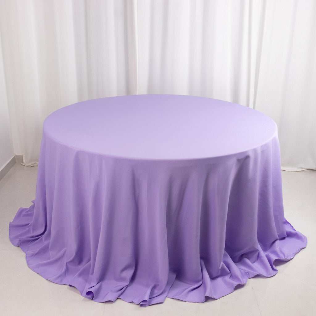 Premium Polyester 132" Round Tablecloth Lavender Lilac - Seamless 220GSM Wrinkle - Resistant Table Cover - Bell Racket Store