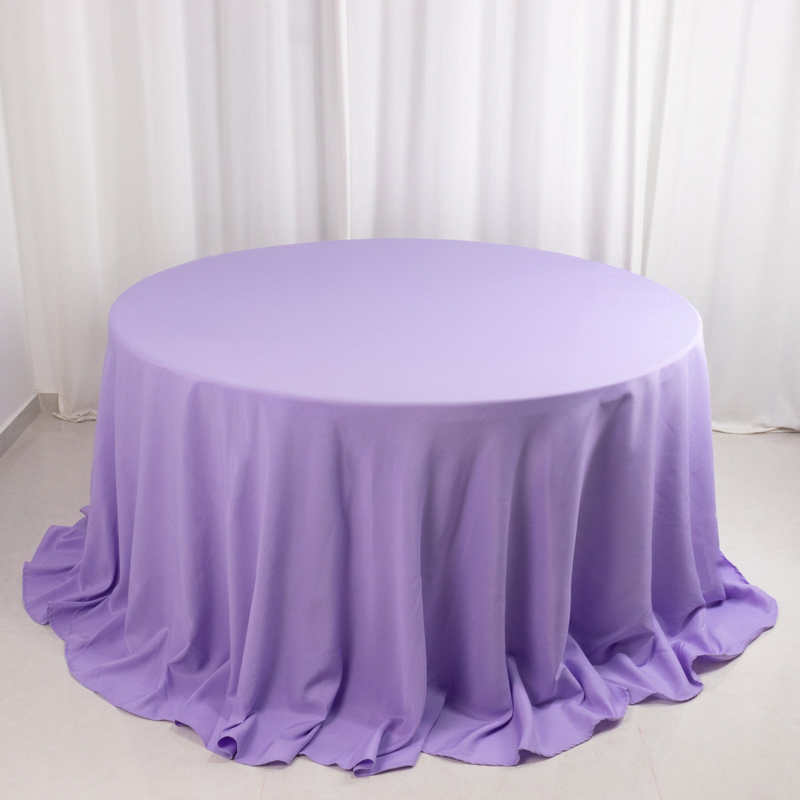 Premium Polyester 132" Round Tablecloth Lavender Lilac - Seamless 220GSM Wrinkle - Resistant Table Cover - Bell Racket Store