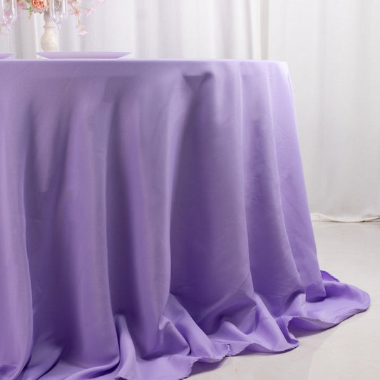 Premium Polyester 132" Round Tablecloth Lavender Lilac - Seamless 220GSM Wrinkle - Resistant Table Cover - Bell Racket Store