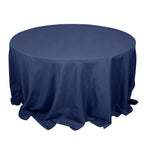 Premium Polyester 132" Round Tablecloth Navy Blue - Seamless 220GSM Wrinkle-Resistant Table Cover