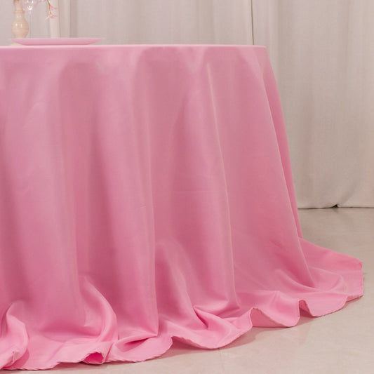 Premium Polyester 132" Round Tablecloth Pink - Seamless 220GSM Wrinkle - Resistant Table Cover - Bell Racket Store