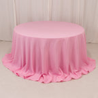 Premium Polyester 132" Round Tablecloth Pink - Seamless 220GSM Wrinkle - Resistant Table Cover - Bell Racket Store