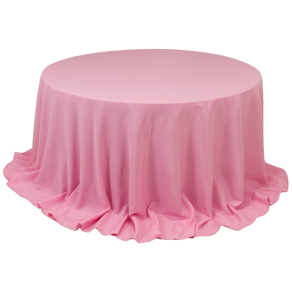 Premium Polyester 132" Round Tablecloth Pink - Seamless 220GSM Wrinkle - Resistant Table Cover - Bell Racket Store