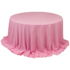 Premium Polyester 132" Round Tablecloth Pink - Seamless 220GSM Wrinkle - Resistant Table Cover - Bell Racket Store