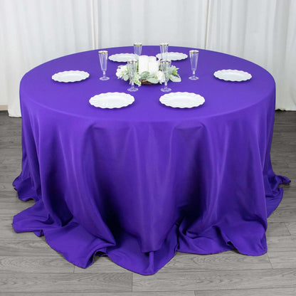 Premium Polyester 132" Round Tablecloth Purple - Seamless 220GSM Wrinkle - Resistant Table Cover - Bell Racket Store