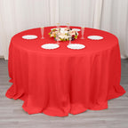 Premium Polyester 132" Round Tablecloth Red - Seamless 220GSM Wrinkle - Resistant Table Cover - Bell Racket Store
