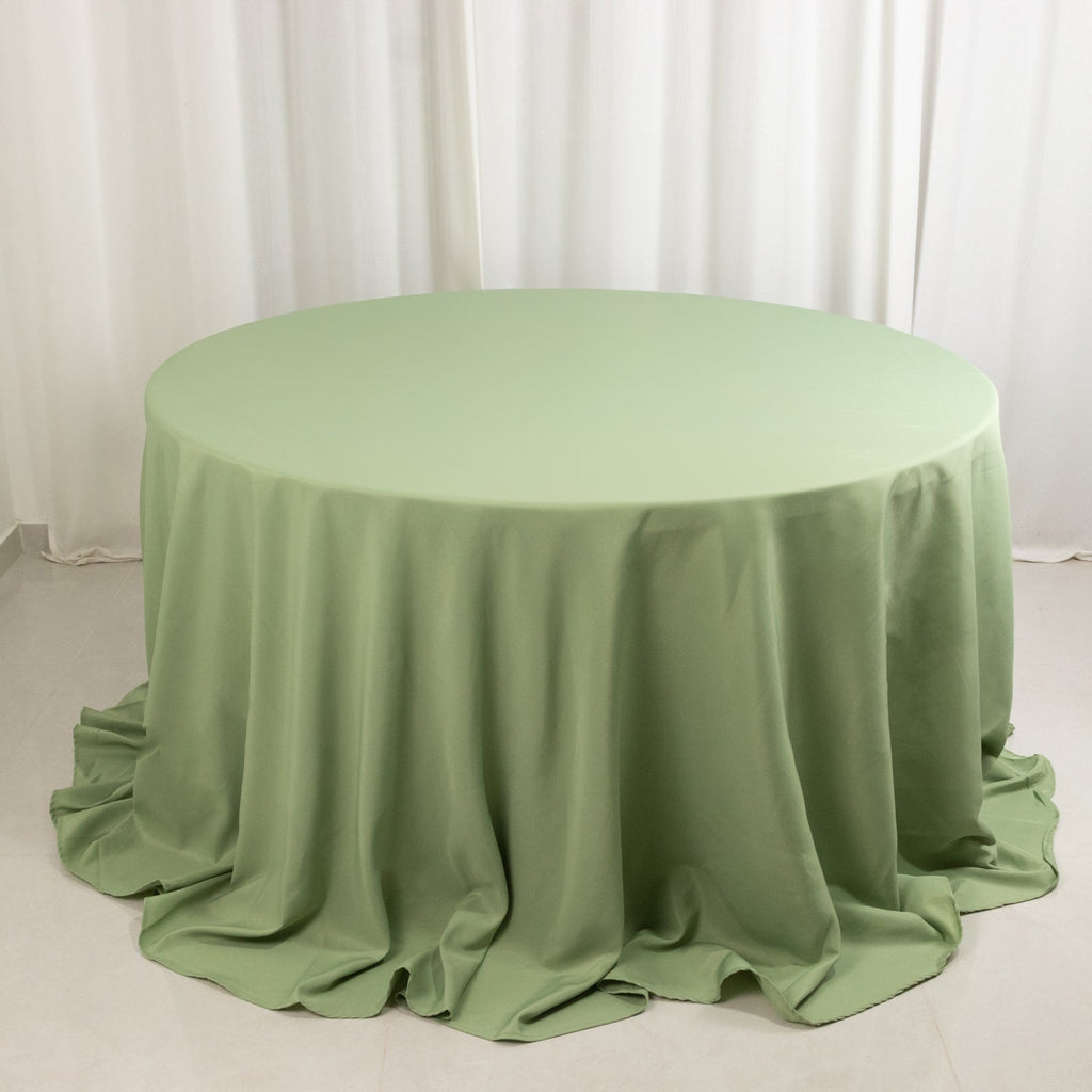 Premium Polyester 132" Round Tablecloth Sage Green - Seamless 220GSM Wrinkle - Resistant Table Cover - Bell Racket Store