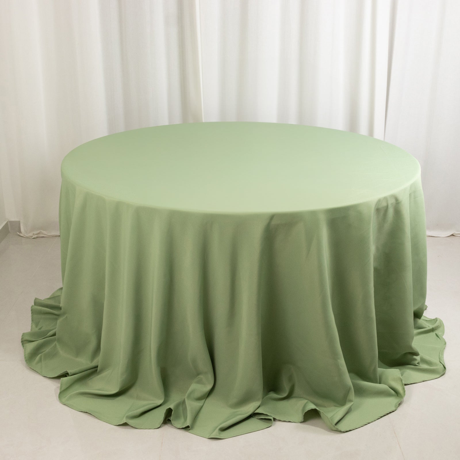 Premium Polyester 132" Round Tablecloth Sage Green - Seamless 220GSM Wrinkle - Resistant Table Cover - Bell Racket Store