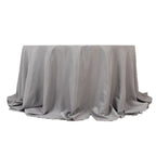 Premium Polyester 132" Round Tablecloth Silver - Seamless 220GSM Wrinkle - Resistant Table Cover - Bell Racket Store